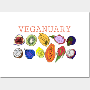 VEGANUARY, fruit rainbow funny quotes Posters and Art